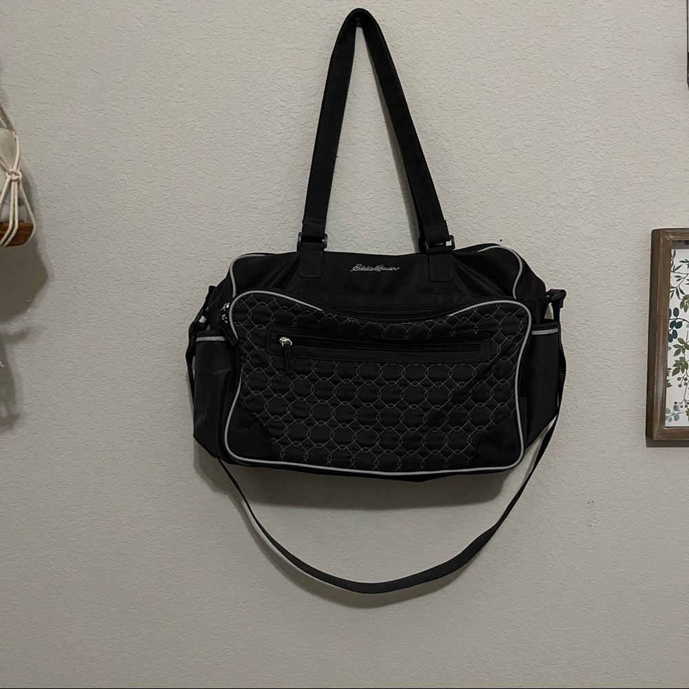 Eddie Bauer grey crossbody or shoulder diaper bag